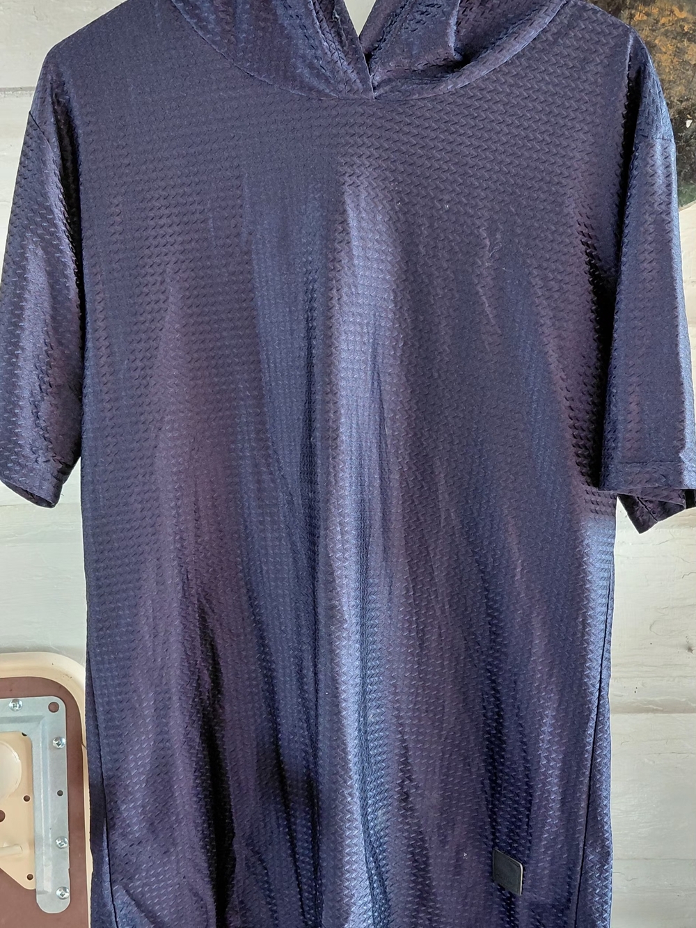Men's Short-Sleeve Hoodie Tee in Deep Navy